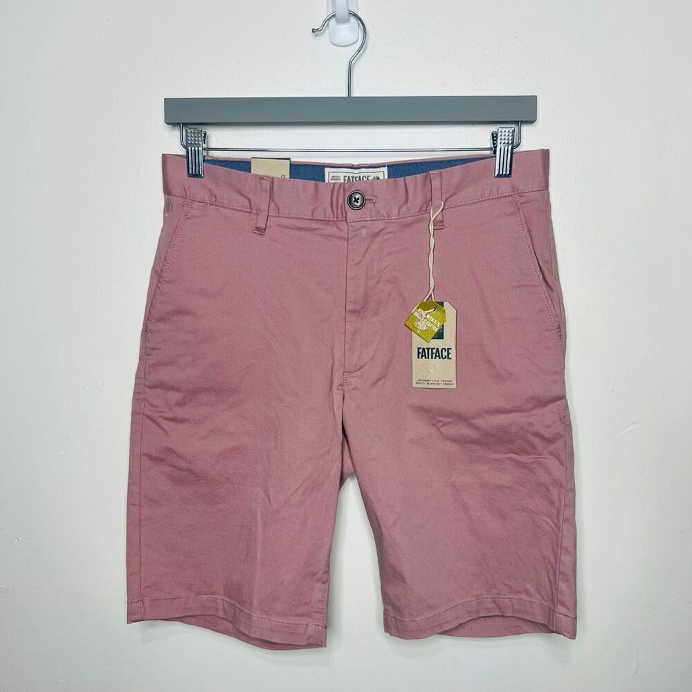 Fat Face Mawes Organic Chino Shorts Light Pink W 30, 10" inseam NWT